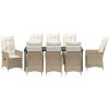 9-delat Trädgårdsdining Set Med Kuddar Beige Poly Rattan vidaXL 200 x 80 x 73 cm – miniatyr 6