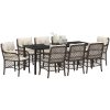 9-delat trädgårdsdining-set med kuddar, brun poly rattan vidaXL 200 x 80 x 73 cm – miniatyr 3