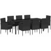 9-delat trädgårdsdining-set med kuddar, svart poly-rattan vidaXL 200 x 80 x 73 cm – miniatyr 2