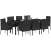 9-delat trädgårdsdining-set med kuddar, svart poly-rattan vidaXL 200 x 80 x 73 cm – miniatyr 3