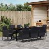 9-delat trädgårdsdining-set med kuddar, svart poly-rattan vidaXL 200 x 80 x 73 cm – miniatyr 4