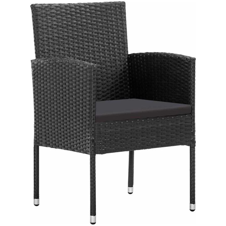 9-delat trädgårdsdining-set med kuddar, svart poly-rattan vidaXL 200 x 80 x 73 cm – bild 6