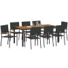 9-delat trädgårdsdining set svart konstrotting vidaXL 8 - Sits – miniatyr 3