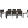 9-delat trädgårdsdining set svart konstrotting vidaXL 8 - Sits – miniatyr 7