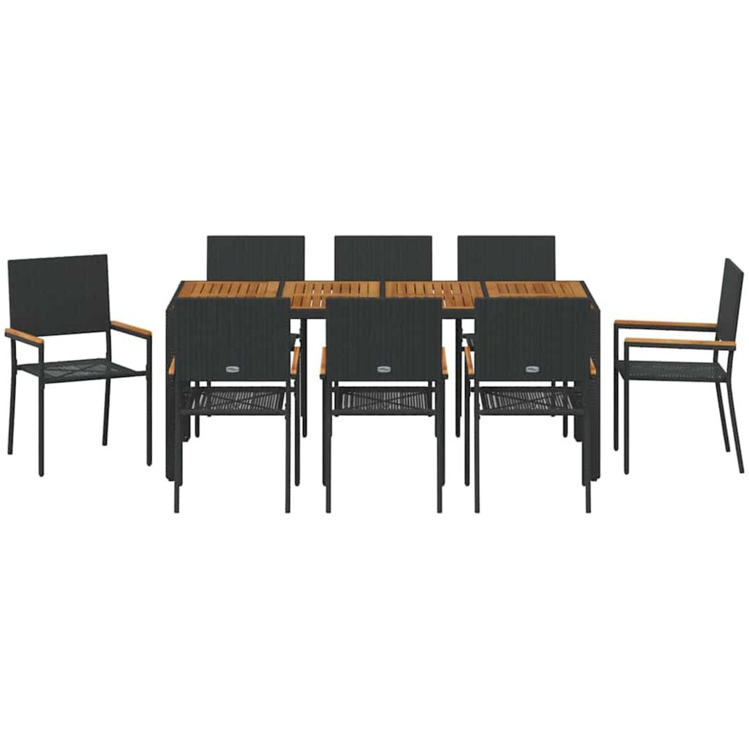 9-delat trädgårdsdining set svart konstrotting vidaXL 8 - Sits – bild 7