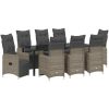 9-delat Trädgårdsmatbord med Kuddar, Beige, Poly Rattan vidaXL 200 x 80 x 73 cm – miniatyr 2