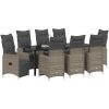 9-delat Trädgårdsmatbord med Kuddar, Beige, Poly Rattan vidaXL 200 x 80 x 73 cm – miniatyr 3