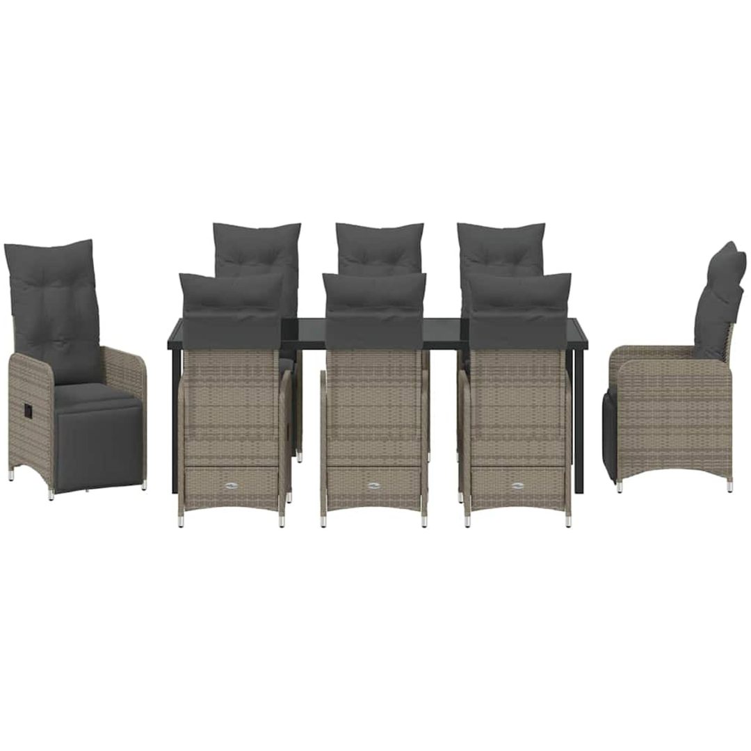 9-delat Trädgårdsmatbord med Kuddar, Beige, Poly Rattan vidaXL 200 x 80 x 73 cm – bild 7