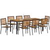 9-delat trädgårdsmatsalsset svart poly rattan akacia vidaXL 8 - Sits – miniatyr 3