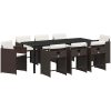 9-delat trädgårdsmatsset med kuddar - Brun poly rattan vidaXL 200 x 80 x 73 cm – miniatyr 2
