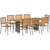 9-delat Trädgårdsmöbelset Grå Poly Rattan Akacia vidaXL 8 - Sits – miniatyr 2