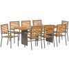 9-delat Trädgårdsmöbelset Grå Poly Rattan Akacia vidaXL 8 - Sits – miniatyr 3
