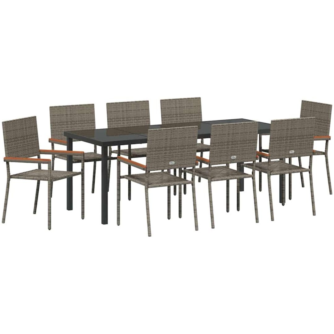 9-delat trädgårdsmöbelset Grått Poly Konstrotting vidaXL 8 - Sits – bild 2
