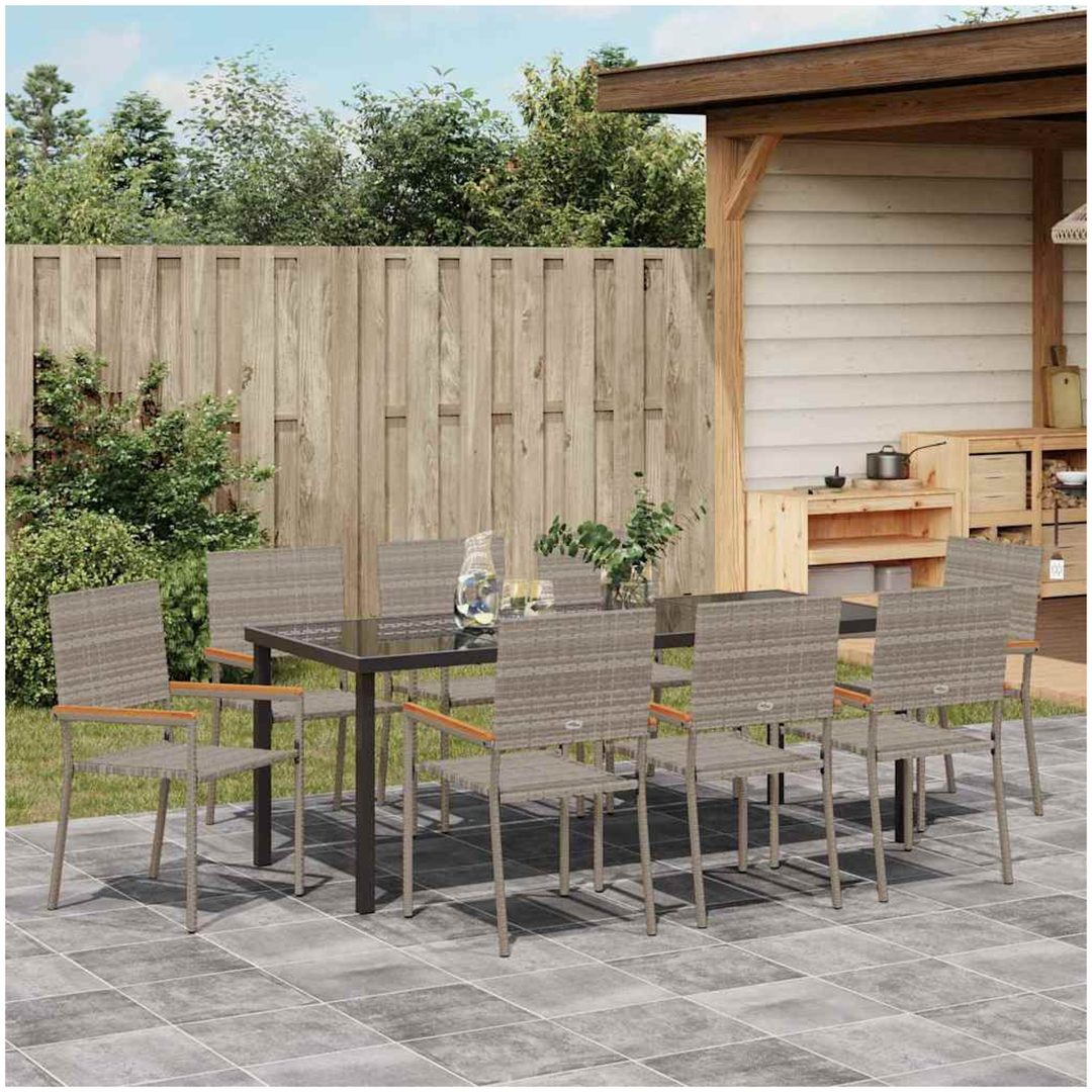 9-delat trädgårdsmöbelset Grått Poly Konstrotting vidaXL 8 - Sits – bild 4