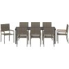 9-delat trädgårdsmöbelset Grått Poly Konstrotting vidaXL 8 - Sits – miniatyr 6