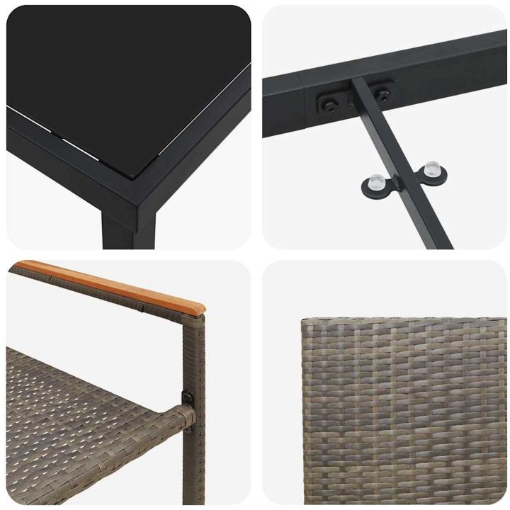9-delat trädgårdsmöbelset Grått Poly Konstrotting vidaXL 8 - Sits – bild 7