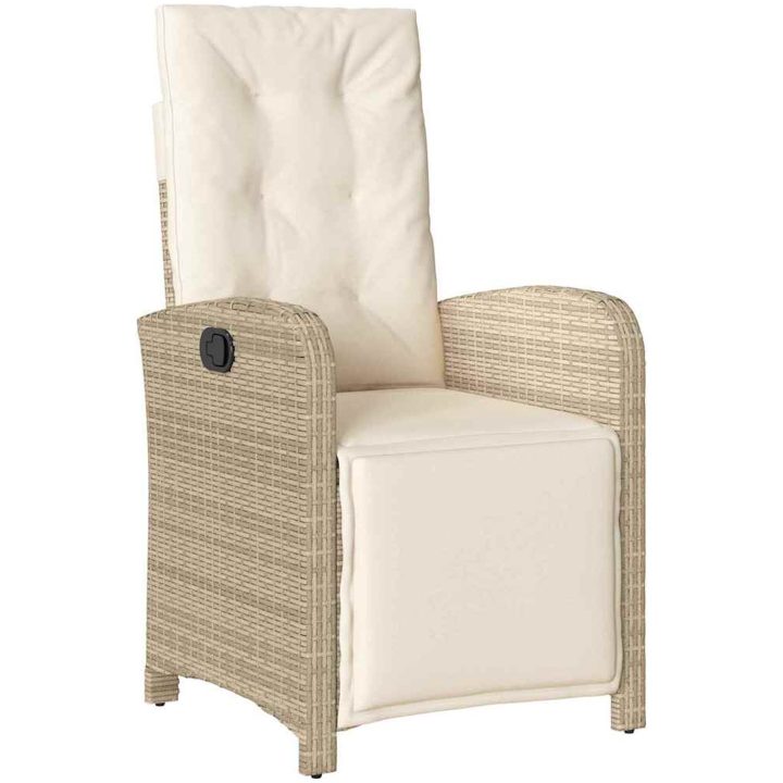 9-delat trädgårdsmöbelset med kuddar beige poly rattan vidaXL 8 - Sits – bild 5