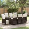 9-delat trädgårdsmöbelset med kuddar, brun poly-rattan vidaXL 200 x 80 x 73 cm – miniatyr 1