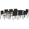 9-delat trädgårdsmöbelset svart poly rattan vidaXL 200 x 80 x 73 cm – miniatyr 2