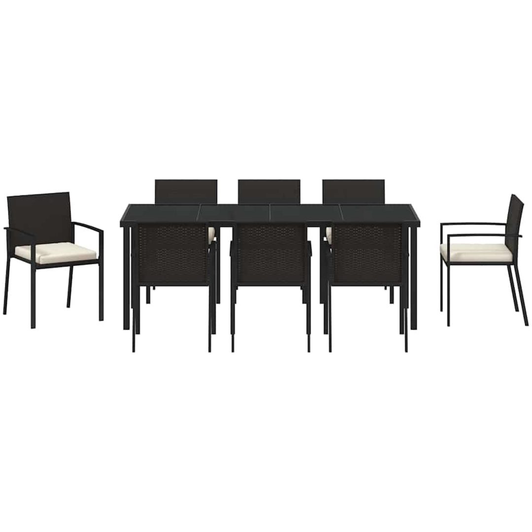 9-delat trädgårdsmöbelset svart poly rattan vidaXL 200 x 80 x 73 cm – bild 7