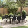 9-delat trädgårdsmöbelset svart poly rattan vidaXL 200 x 80 x 73 cm – miniatyr 1