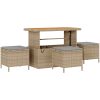 9-delat trädgårdsofa-set med kuddar beige poly rotting akacia vidaXL Medium – miniatyr 2