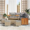 9-delat trädgårdsofa-set med kuddar beige poly rotting akacia vidaXL Medium – miniatyr 3