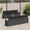 9-delat Trädgårdsofa set med kuddar svart poly rotting vidaXL 55 x 55 x 37 cm – miniatyr 3