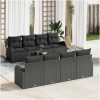 9-delat Trädgårdsofa set med kuddar svart poly rotting vidaXL 55 x 55 x 37 cm – miniatyr 1