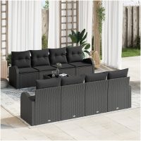 9-delat Trädgårdsofa set med kuddar svart poly rotting vidaXL