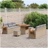 9-delat trädgårdsoff set med kuddar beige poly rattan akaciaträ vidaXL Medium – miniatyr 3