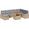 9-delat Trädgårdsoff Set med Kuddar Beige Poly Rottning vidaXL Stor – miniatyr 2