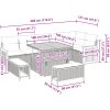 9-delat trädgårdsoff-set med kuddar, grå poly rattan akacia vidaXL Stor – miniatyr 9