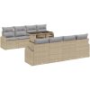 9-delat trädgårdsoff-set med kuddar i beige poly-rattan vidaXL 100 x 55 x 73 cm – miniatyr 2