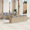 9-delat trädgårdsoff-set med kuddar i beige poly-rattan vidaXL 100 x 55 x 73 cm – miniatyr 3