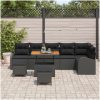 9-delat Trädgårdsoff Set med Kuddar Svart Poly Rattan Acacia vidaXL Medium – miniatyr 3