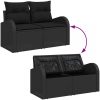 9-delat Trädgårdsoff Set med Kuddar Svart Poly Rattan Acacia vidaXL Medium – miniatyr 10