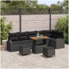 9-delat Trädgårdsoff Set med Kuddar Svart Poly Rattan Acacia vidaXL Medium – miniatyr 1
