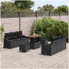 9-delat trädgårdsoff-set med kuddar Svart Poly Rattan Akacia vidaXL Medium – miniatyr 3