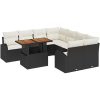 9-delat trädgårdsoff set med kuddar svart poly rattan vidaXL Stort – miniatyr 2