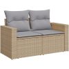9-delat trädgårdsoffa-set med kuddar Beige Poly Rattan Akacia vidaXL Stor – miniatyr 4