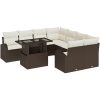 9-delat trädgårdsoffagrupp med kuddar Brun Poly Rattan vidaXL Stor – miniatyr 2