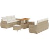 9-delat trädgårdsoffaset med dynor i beige poly rotting akacia vidaXL Stor – miniatyr 2