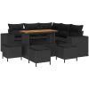9-delat Trädgårdsoffaset med Dynor Svart Poly Rattan Akacia vidaXL Standard – miniatyr 2