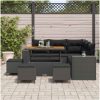 9-delat Trädgårdsoffaset med Dynor Svart Poly Rattan Akacia vidaXL Standard – miniatyr 3
