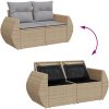 9-delat trädgårdsoffaset med kuddar Beige Poly Rattan Akacia vidaXL Medium – miniatyr 12