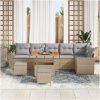 9-delat trädgårdsoffaset med kuddar Beige Poly Rattan Akacia vidaXL Medium – miniatyr 3
