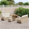 9-delat trädgårdsoffaset med kuddar beige poly rotting akacia vidaXL Stor – miniatyr 3