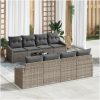 9-delat trädgårdsoffaset med kuddar grå poly rattan vidaXL 55 x 55 x 37 cm – miniatyr 1