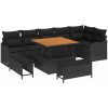 9 Delat Trädgårdsoffaset med Kuddar Svart Poly Rattan Acacia vidaXL Medium – miniatyr 2